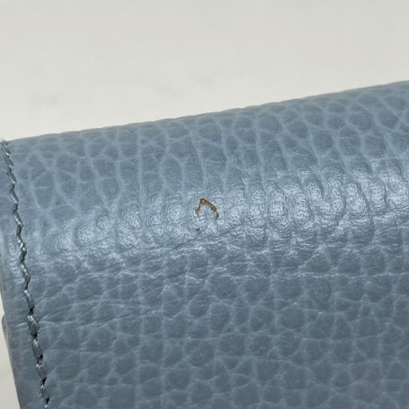Gucci Double Compact Wallet GG Marmont Bifold Leather Light Blue