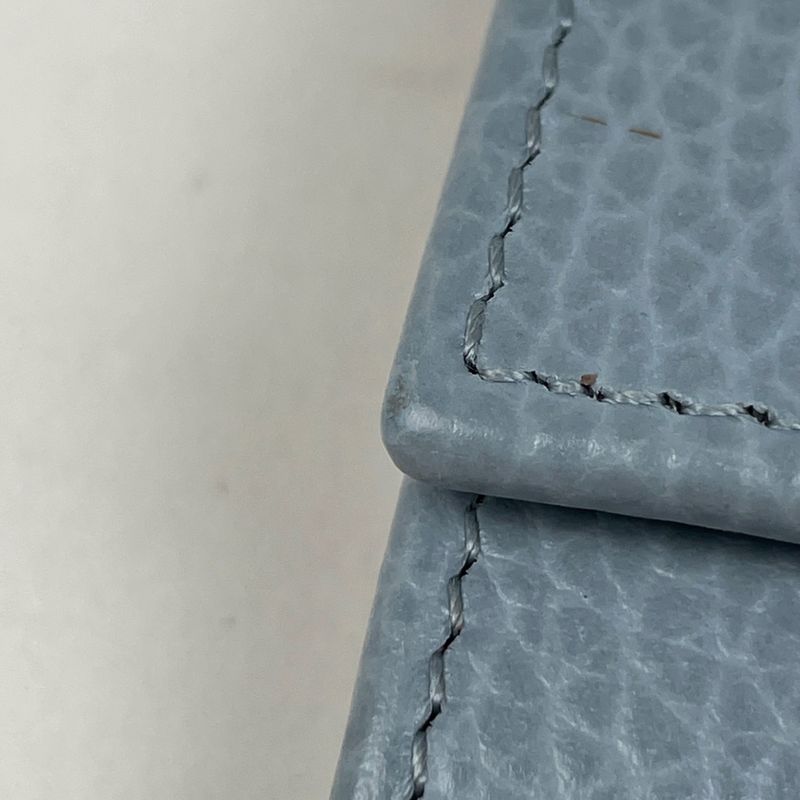 Gucci Double Compact Wallet GG Marmont Bifold Leather Light Blue
