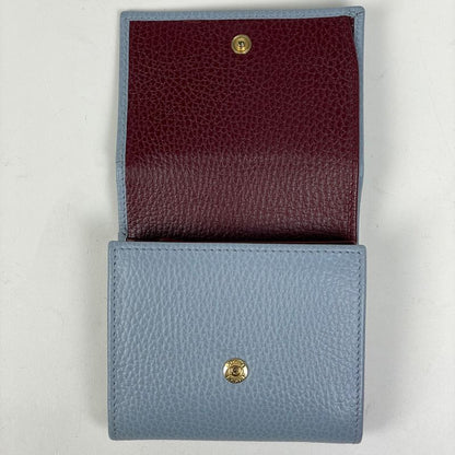 Gucci Double Compact Wallet GG Marmont Bifold Leather Light Blue