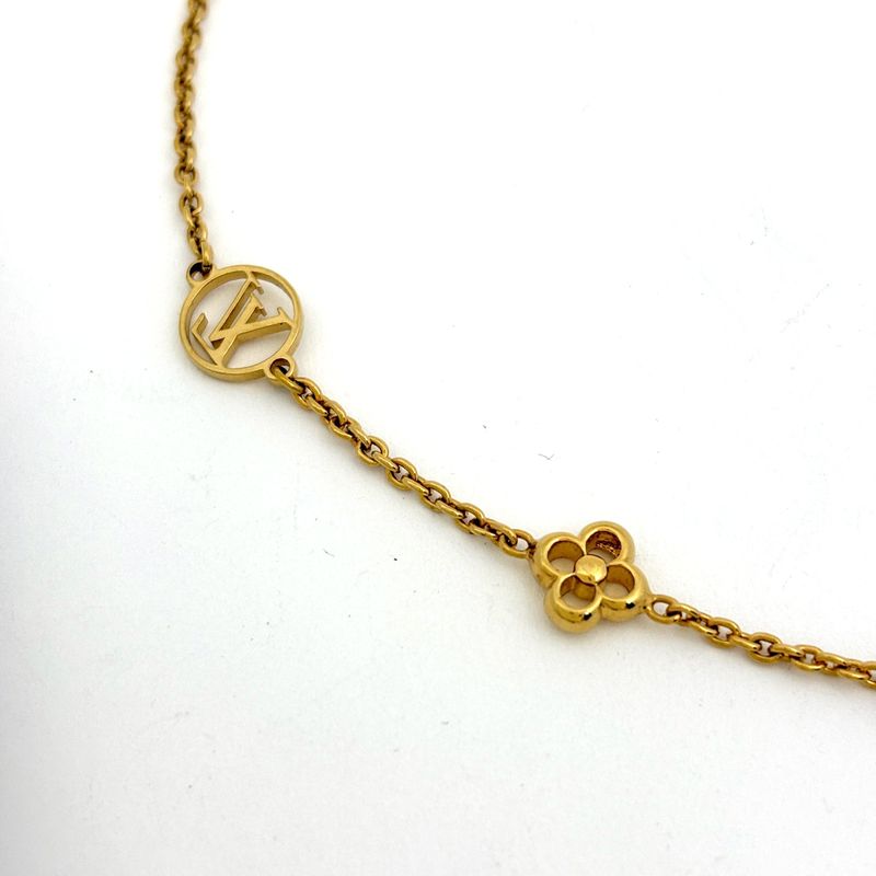 Louis Vuitton Flower Full Necklace Monogram Gold Plated