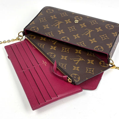 Louis Vuitton Pochette Felicie 2-Way Chain Wallet Shoulder Bag Monogram Brown