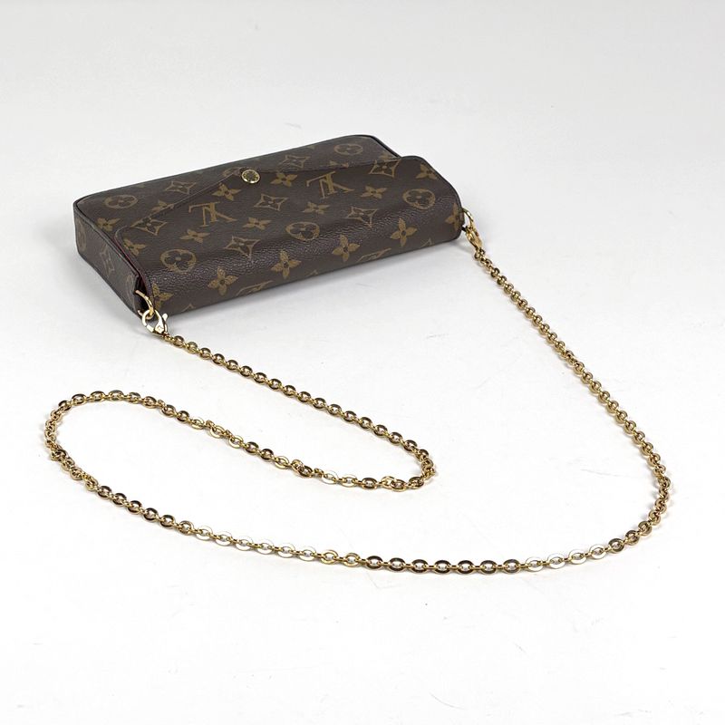 Louis Vuitton Pochette Felicie 2-Way Chain Wallet Shoulder Bag Monogram Brown