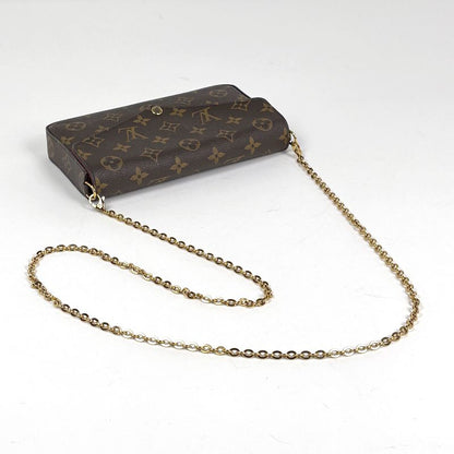 Louis Vuitton Pochette Felicie 2-Way Chain Wallet Shoulder Bag Monogram Brown