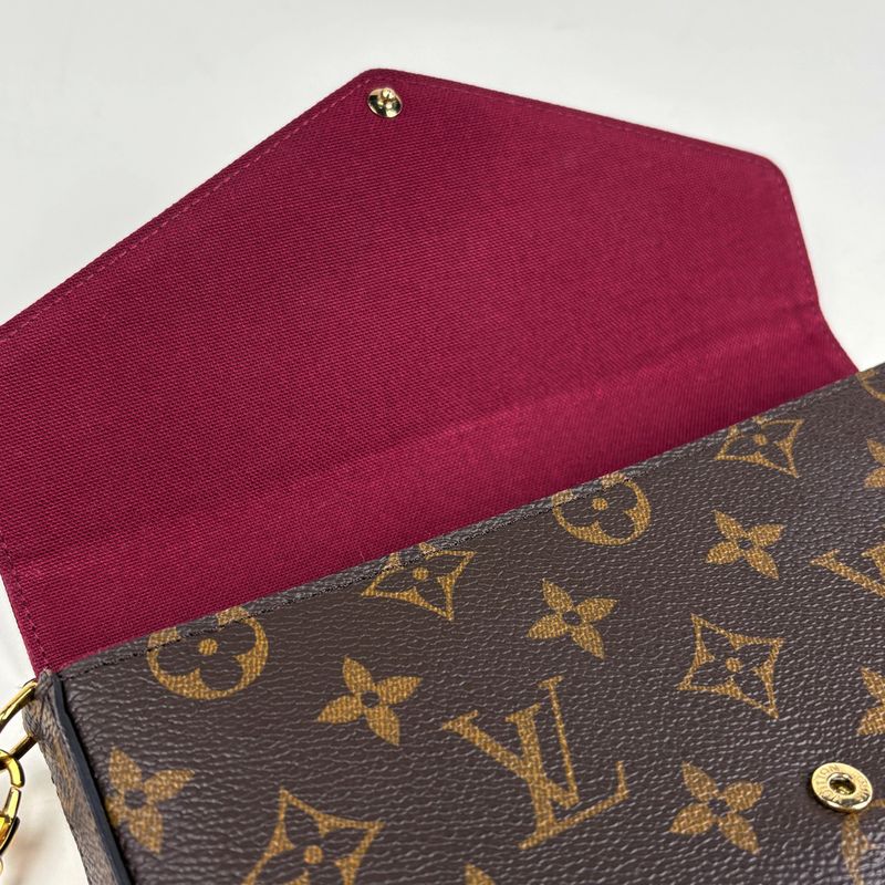 Louis Vuitton Pochette Felicie 2-Way Chain Wallet Shoulder Bag Monogram Brown
