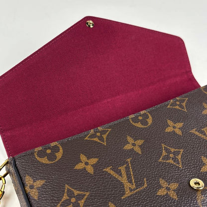 Louis Vuitton Pochette Felicie 2-Way Chain Wallet Shoulder Bag Monogram Brown