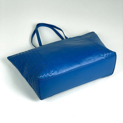 Bottega Veneta Intrecciato Tote Leather Blue