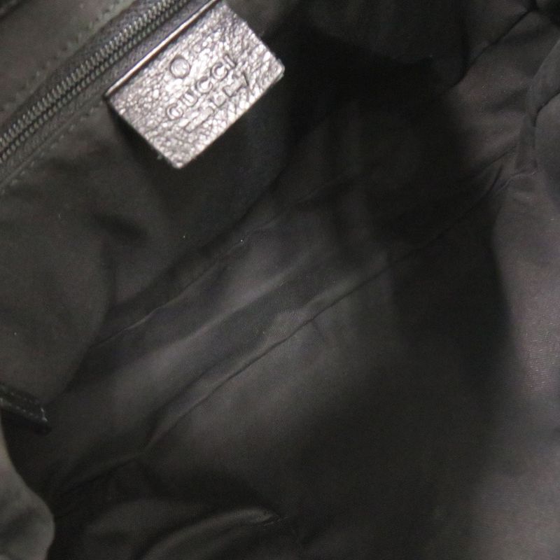 Gucci GG Canvas Leather Black Hobo Shoulder Bag