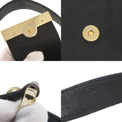 Gucci GG Canvas Leather Black Hobo Shoulder Bag