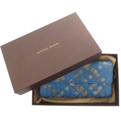 Bottega Veneta Intrecciato Leather Ayer's Blue Wallet