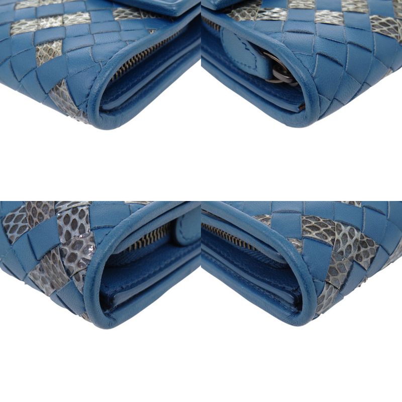 Bottega Veneta Intrecciato Leather Ayer's Blue Wallet