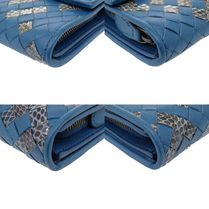 Bottega Veneta Intrecciato Leather Ayer's Blue Wallet