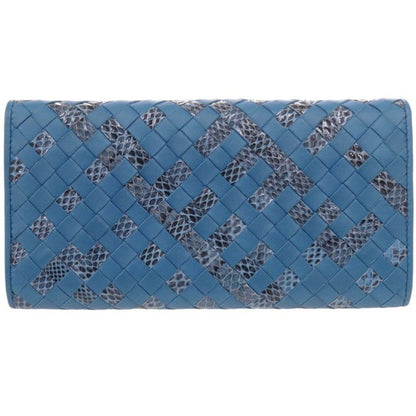 Bottega Veneta Intrecciato Leather Ayer's Blue Wallet