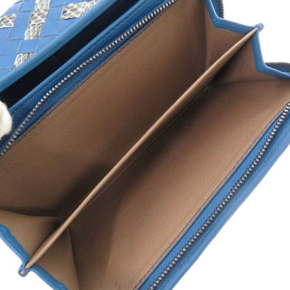 Bottega Veneta Intrecciato Leather Ayer's Blue Wallet