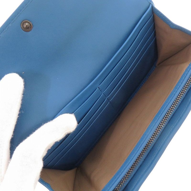 Bottega Veneta Intrecciato Leather Ayer's Blue Wallet
