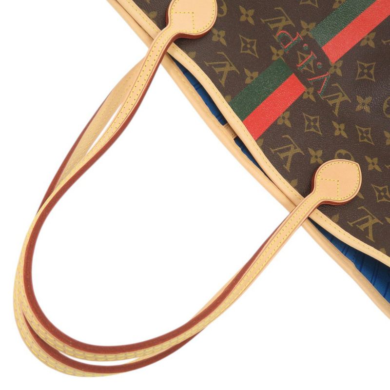 Louis Vuitton Neverfull MM Pouch Monogram Light Blue Tote