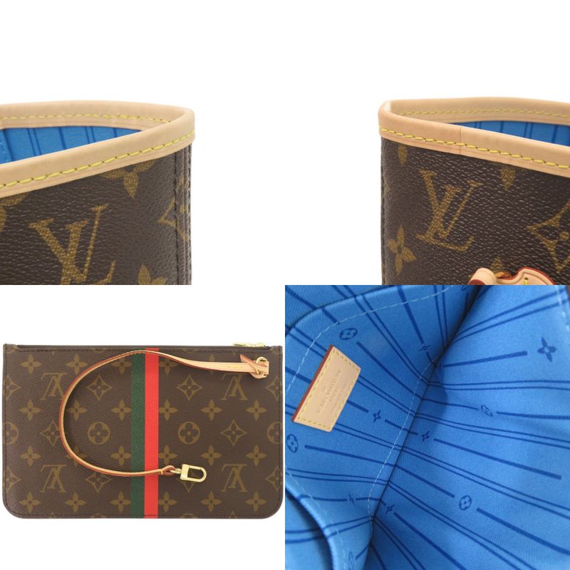 Louis Vuitton Neverfull MM Pouch Monogram Light Blue Tote