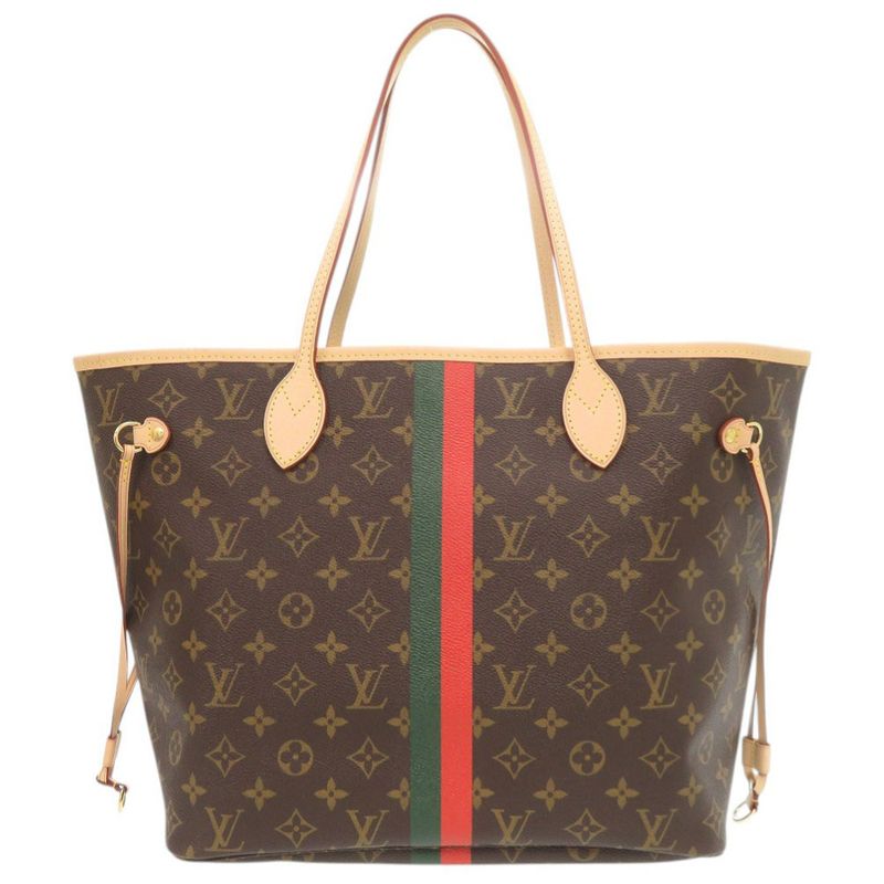 Louis Vuitton Neverfull MM Pouch Monogram Light Blue Tote