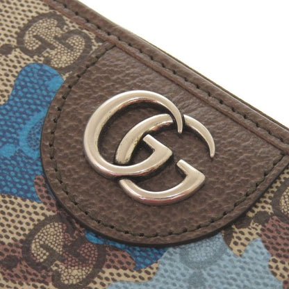 Gucci GG Camouflage Pattern Blue Beige Zip Around Wallet