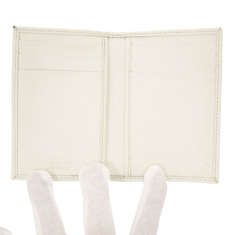 Prada Saffiano Triangle White Card Case