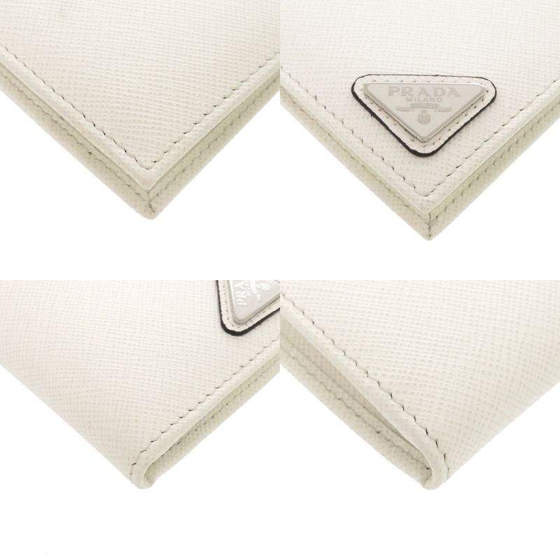 Prada Saffiano Triangle White Card Case