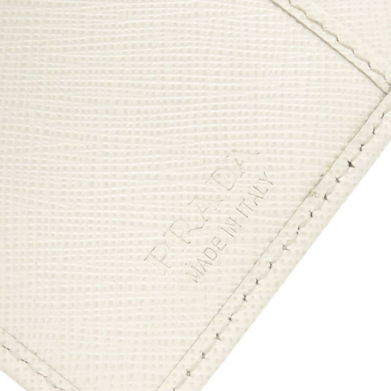 Prada Saffiano Triangle White Card Case