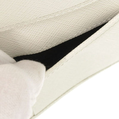Prada Saffiano Triangle White Card Case