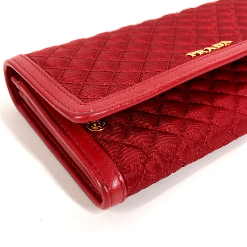 Prada Wallet Logo Quilted Nylon Red