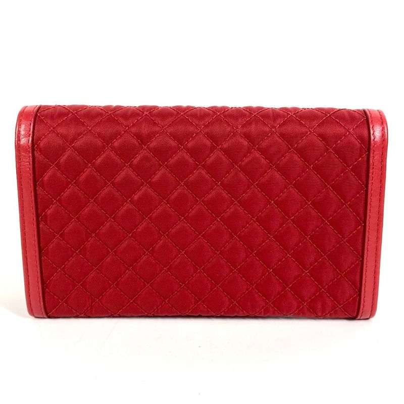 Prada Wallet Logo Quilted Nylon Red