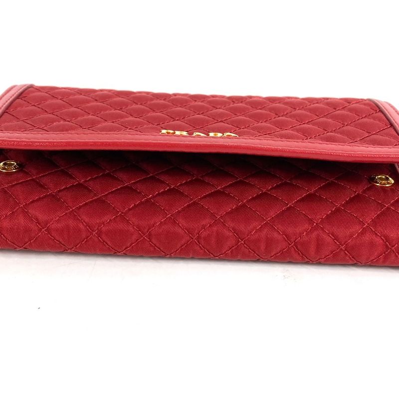 Prada Wallet Logo Quilted Nylon Red