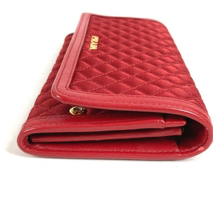 Prada Wallet Logo Quilted Nylon Red