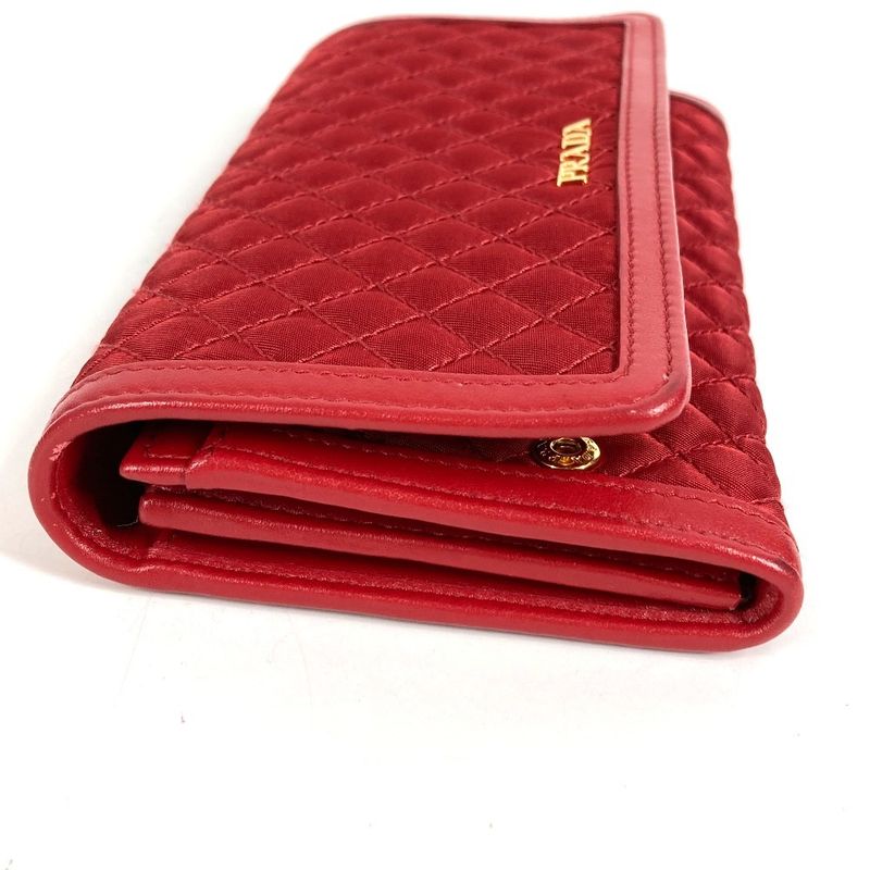 Prada Wallet Logo Quilted Nylon Red