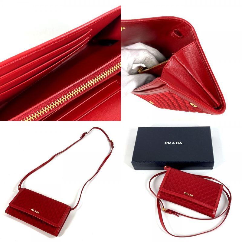 Prada Wallet Logo Quilted Nylon Red