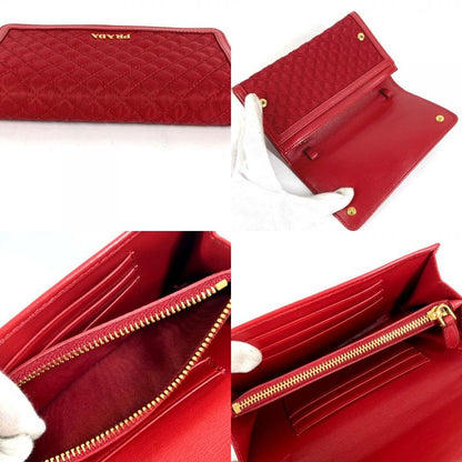 Prada Wallet Logo Quilted Nylon Red