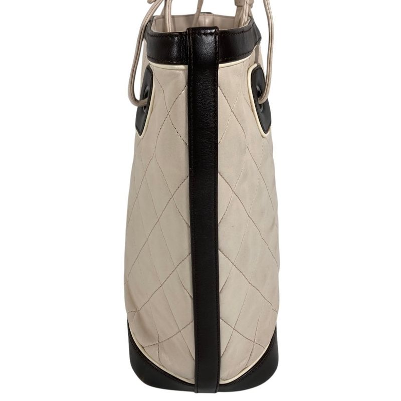 Chanel Shoulder Bag CC Logo Charm Leather Beige