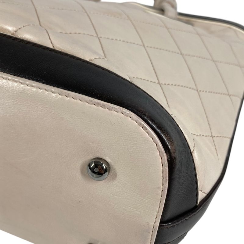 Chanel Shoulder Bag CC Logo Charm Leather Beige