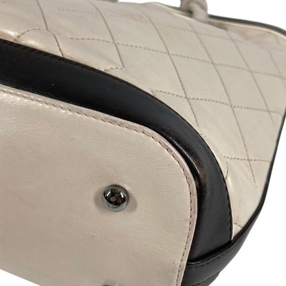 Chanel Shoulder Bag CC Logo Charm Leather Beige