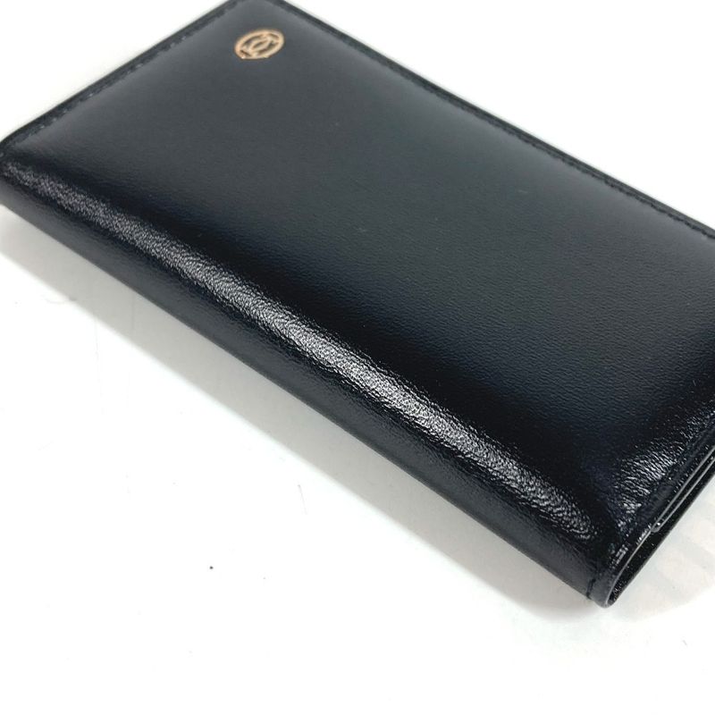 Cartier Key Case Pasha Logo Leather Black Key Holder