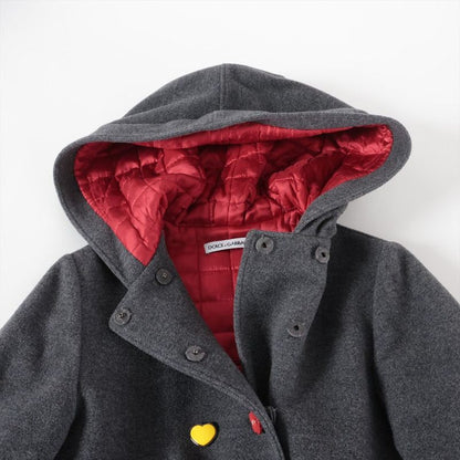 Dolce & Gabbana Heart Flower Button Wool Polyester Long Coat Kids 11 12 Gray