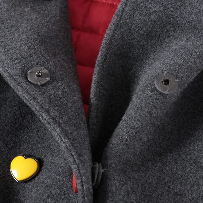 Dolce & Gabbana Heart Flower Button Wool Polyester Long Coat Kids 11 12 Gray