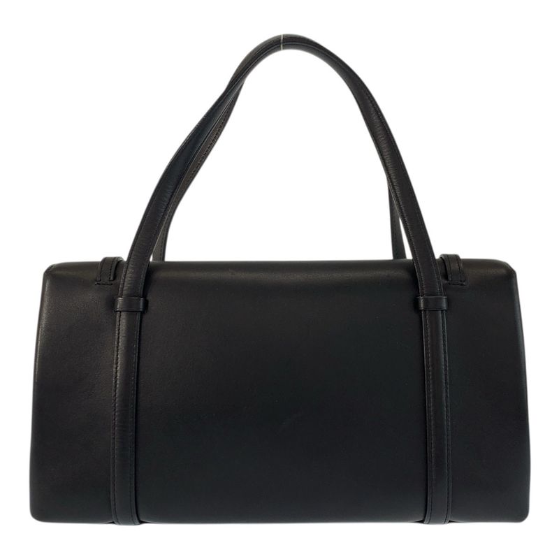 Cartier Cabochon Black Wine Red Silver Leather Handbag