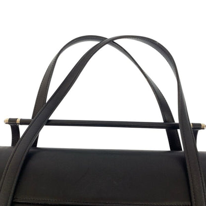 Cartier Cabochon Black Wine Red Silver Leather Handbag