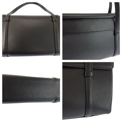 Cartier Cabochon Black Wine Red Silver Leather Handbag