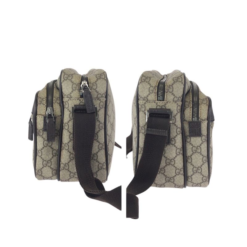 Gucci Beige Dark Brown Gunmetal GG Supreme Canvas Leather Shoulder Bag