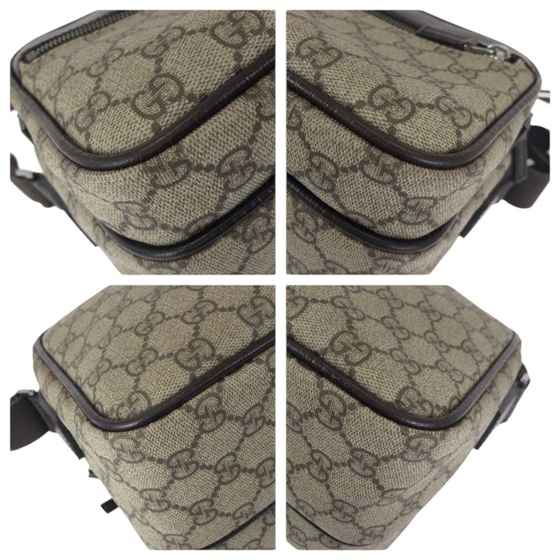 Gucci Beige Dark Brown Gunmetal GG Supreme Canvas Leather Shoulder Bag