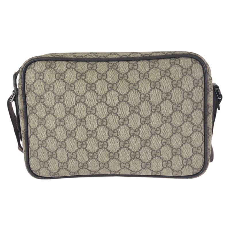 Gucci Beige Dark Brown Gunmetal GG Supreme Canvas Leather Shoulder Bag