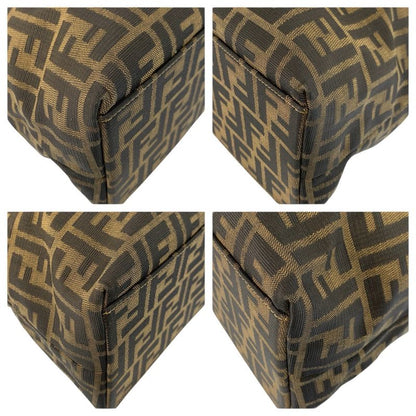 Fendi Zucca Brown Gold Canvas Leather Tote Shoulder Bag