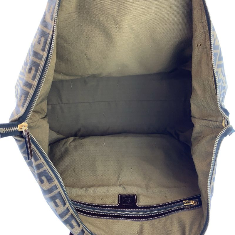 Fendi Zucca Brown Gold Canvas Leather Tote Shoulder Bag