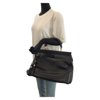 Gucci Bamb Double Tassel Black Gold Leather Handbag