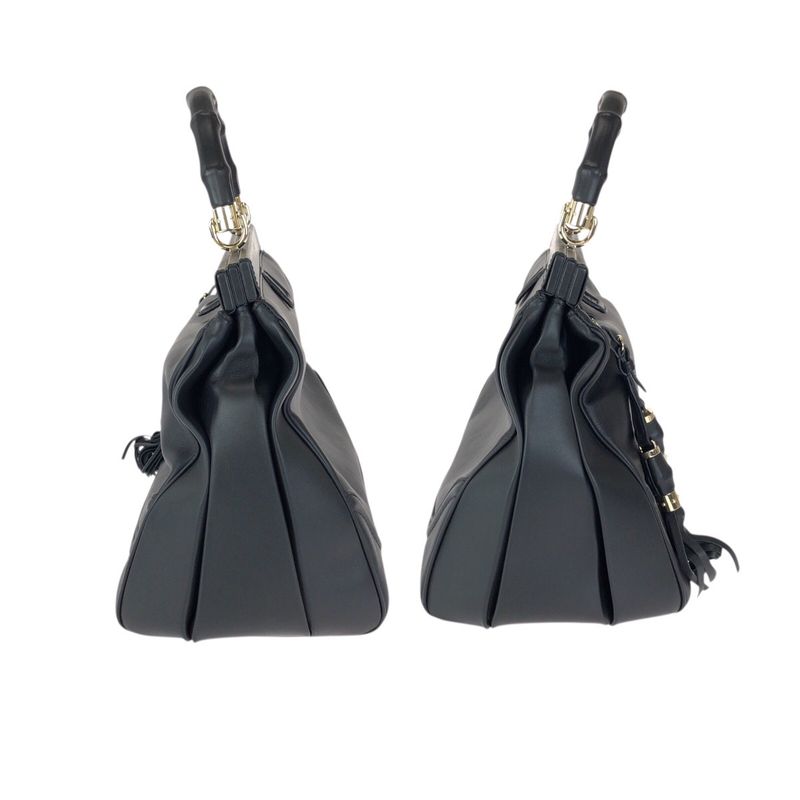 Gucci Bamb Double Tassel Black Gold Leather Handbag
