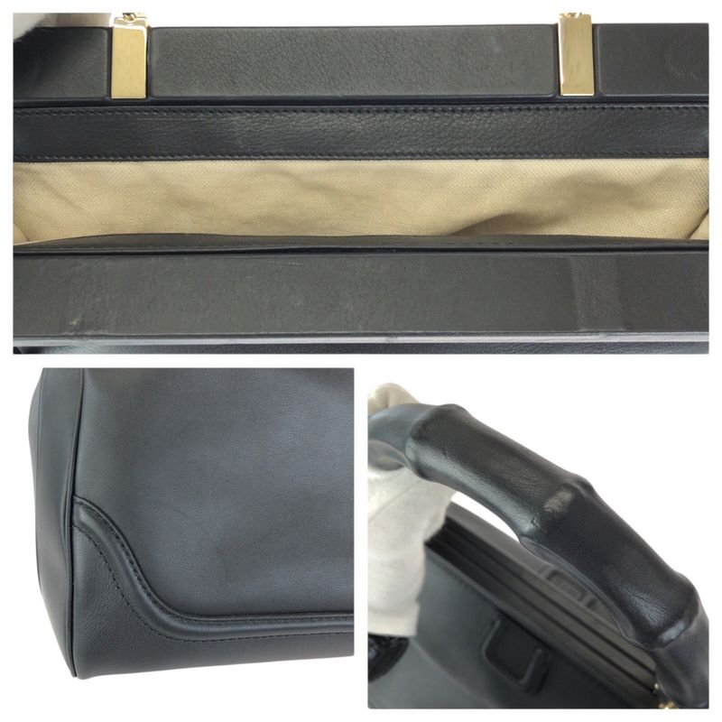 Gucci Bamb Double Tassel Black Gold Leather Handbag